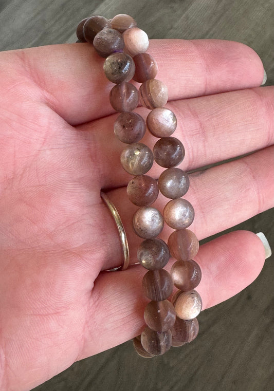 Purple Mica Beaded Stretch Bracelet
