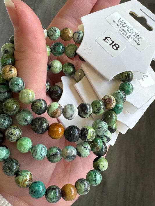 Variscite Beaded Stretch Bracelet