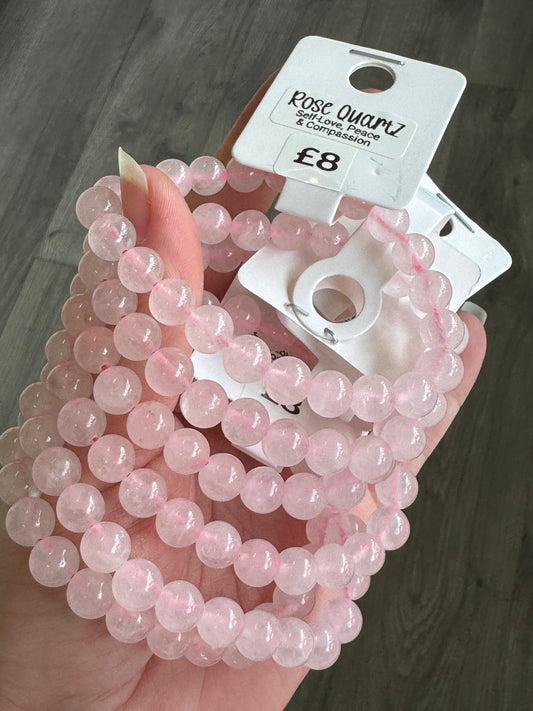 Rose Quartz Beaded Stretch Bracelet