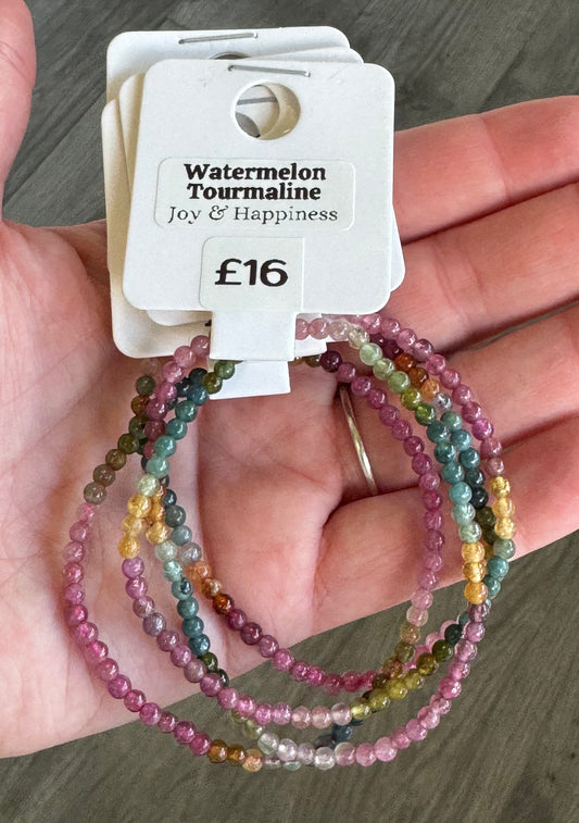 Watermelon Tourmaline Beaded Stretch Bracelet