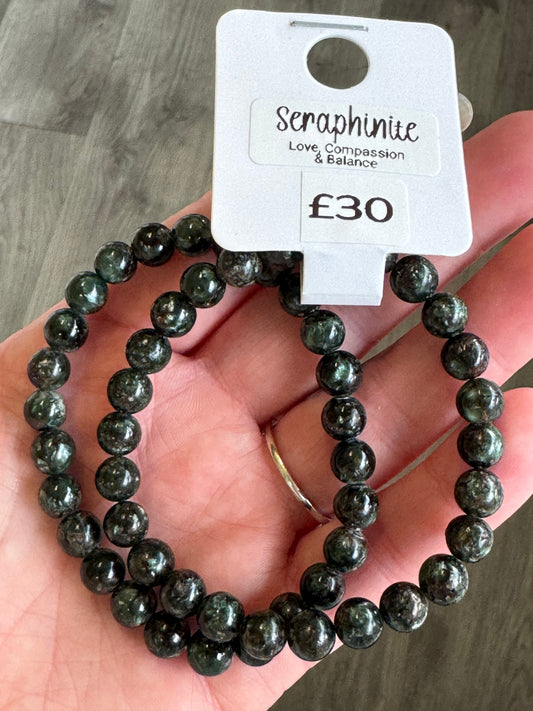 Seraphinite 6mm Beaded Stretch Bracelet