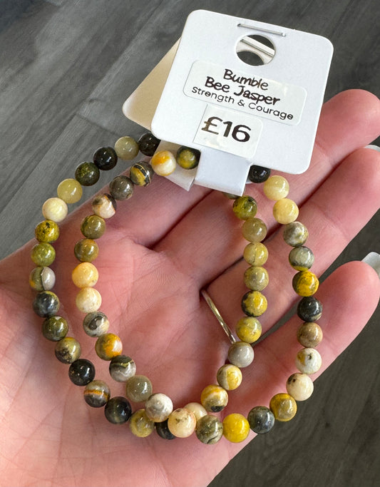 Bumblebee Jasper 6mm Beaded Stretch Bracelet