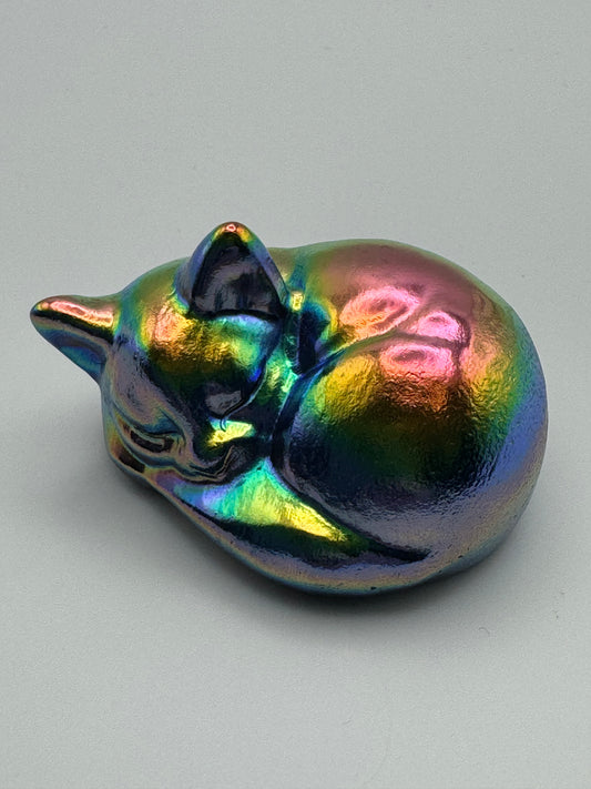 Aura Black Obsidian Sleeping Cat Carving