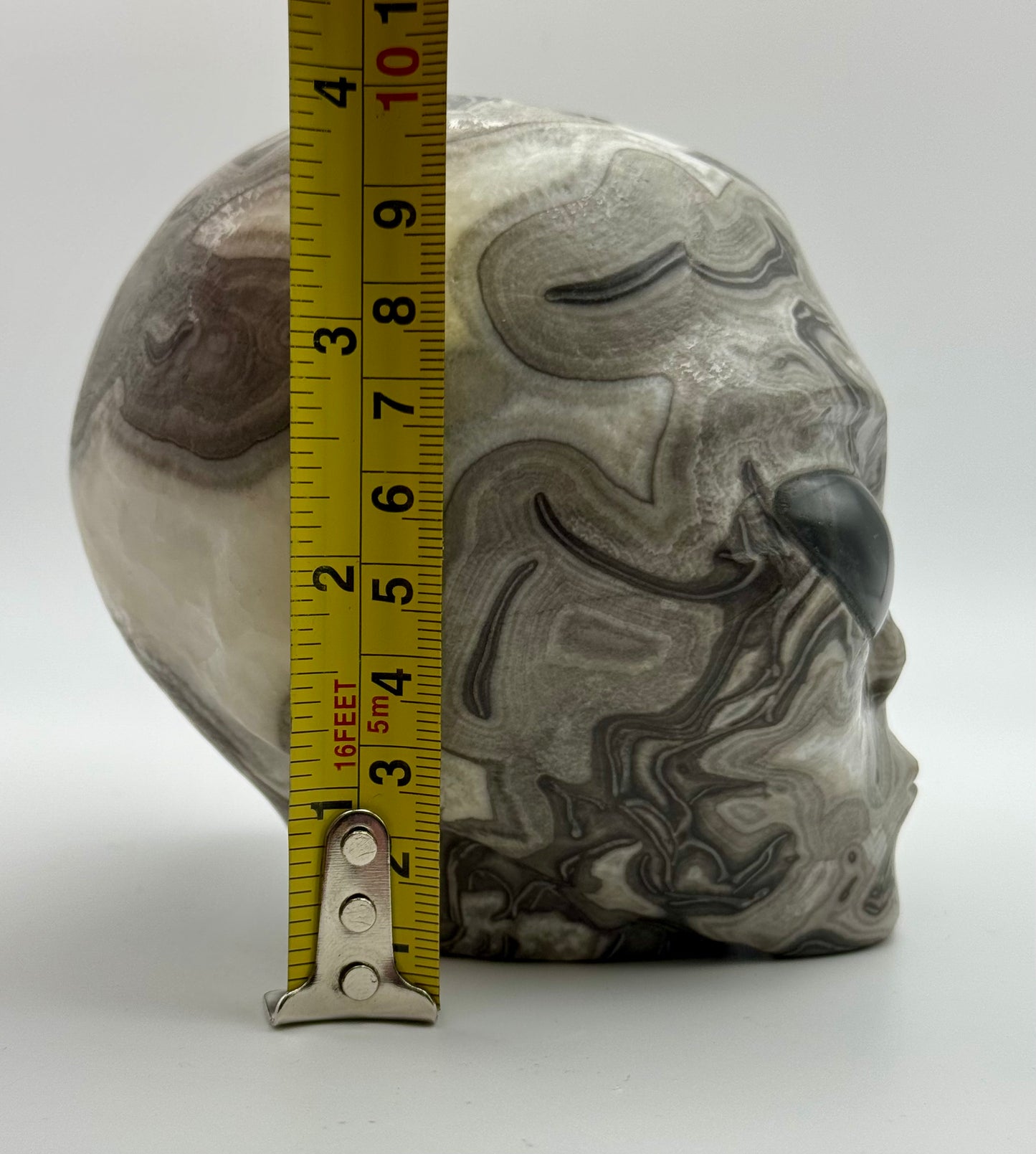 Shell Jasper Alien Head with Labradorite Eyes