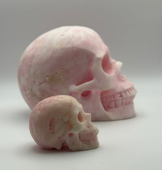 Pink Aragonite Skull – Small Hand Carved