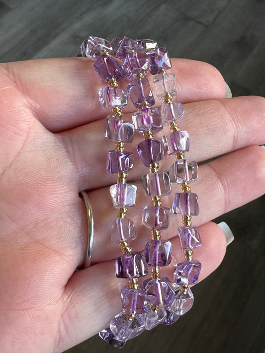 Amethyst Faceted Bracelet with Gold Spacers
