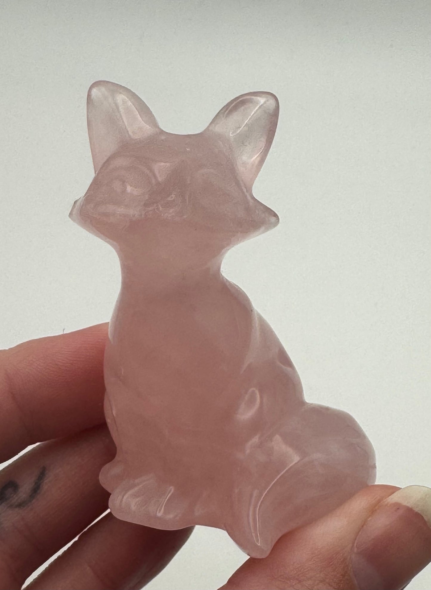 Rose Quartz Fox Carving