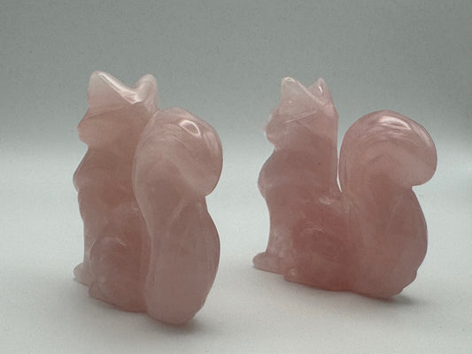 Rose Quartz Fox Carving