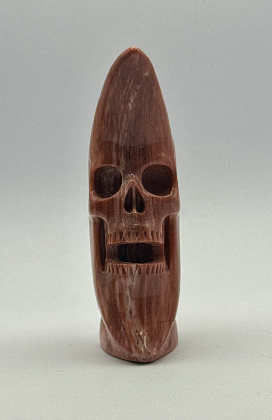 Red Jasper Crescent Moon Skull