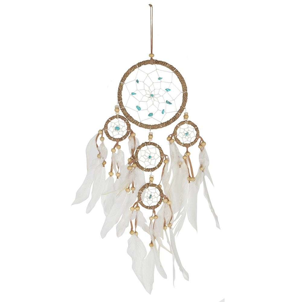 Natural Dreamcatcher with Turquoise Beads image 0