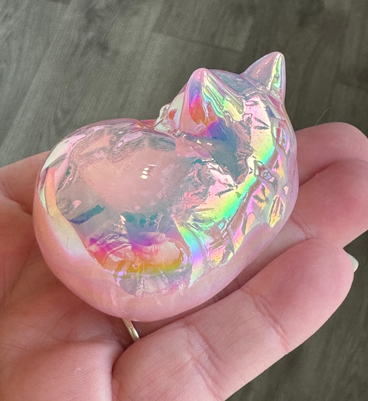 Aura Rose Quartz Sleeping Cat image 0