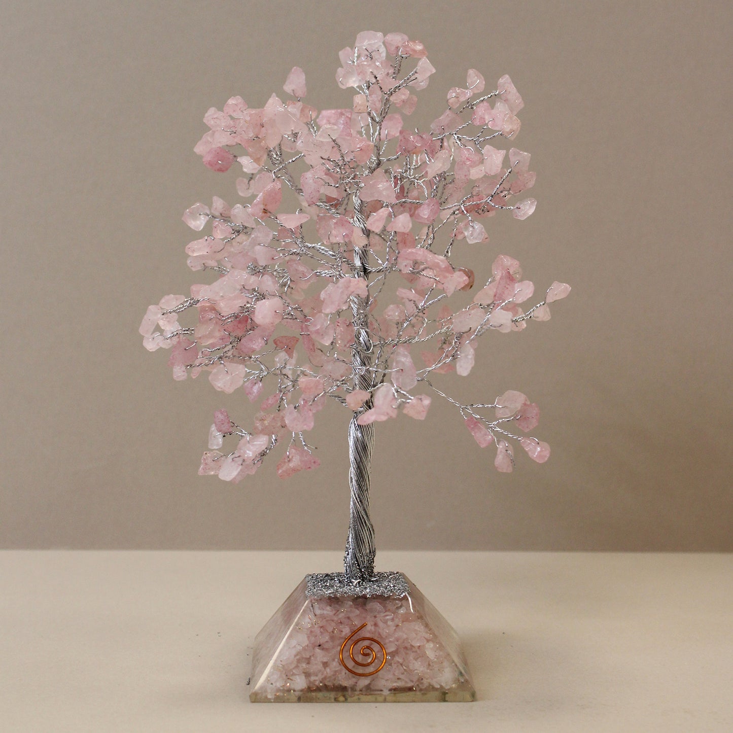 Rose Quartz Gemstone Tree with Orgonite Base