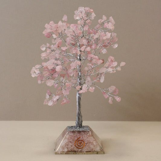Rose Quartz Gemstone Tree with Orgonite Base