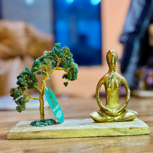 Green Aventurine Gemstone Yoga Garden - Padmasana Pose