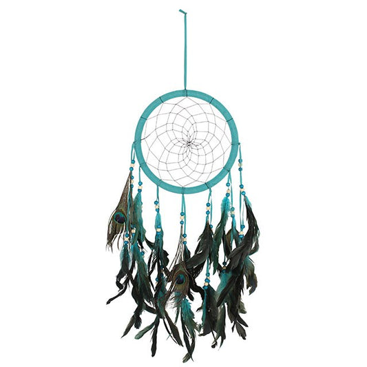 Turquoise Peacock Feather Dreamcatcher image 0