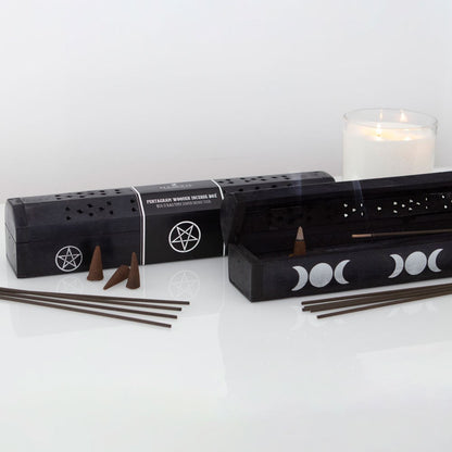 Triple Moon Wooden Sage Incense Box Set image 0