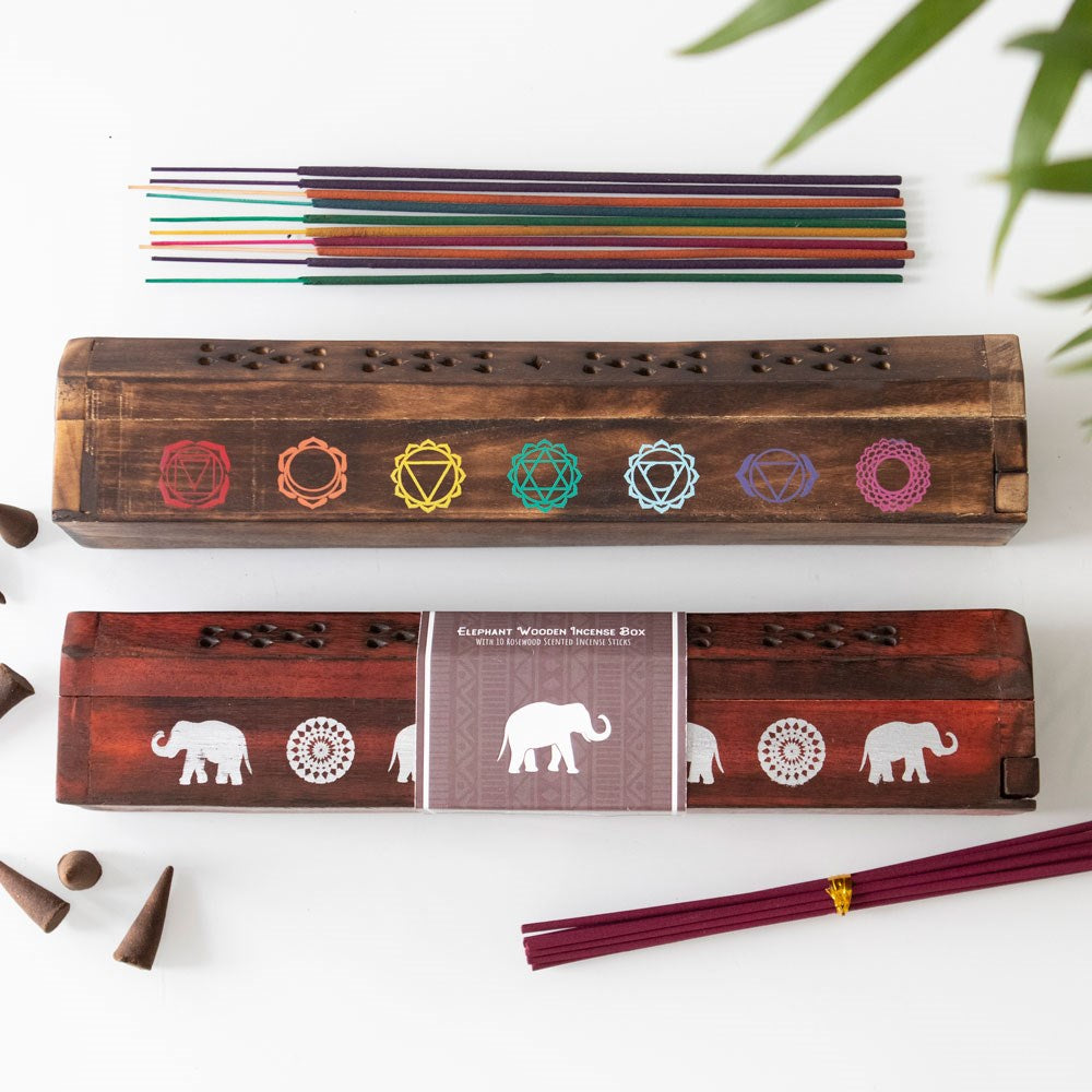 Elephant Wooden Rosewood Incense Box Set image 0