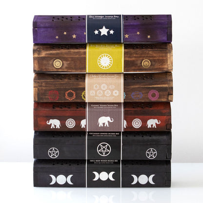 Triple Moon Wooden Sage Incense Box Set image 1