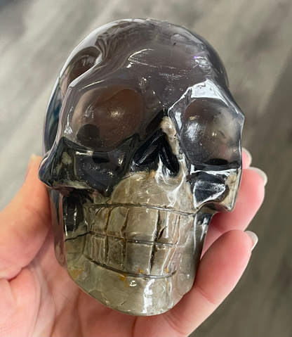 UV Reactive Volcanic Agate Skull image 3