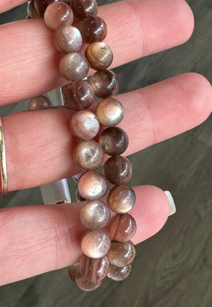Purple Mica Beaded Stretch Bracelet