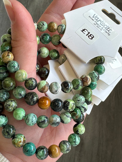 Variscite Beaded Stretch Bracelet