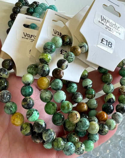 Variscite Beaded Stretch Bracelet