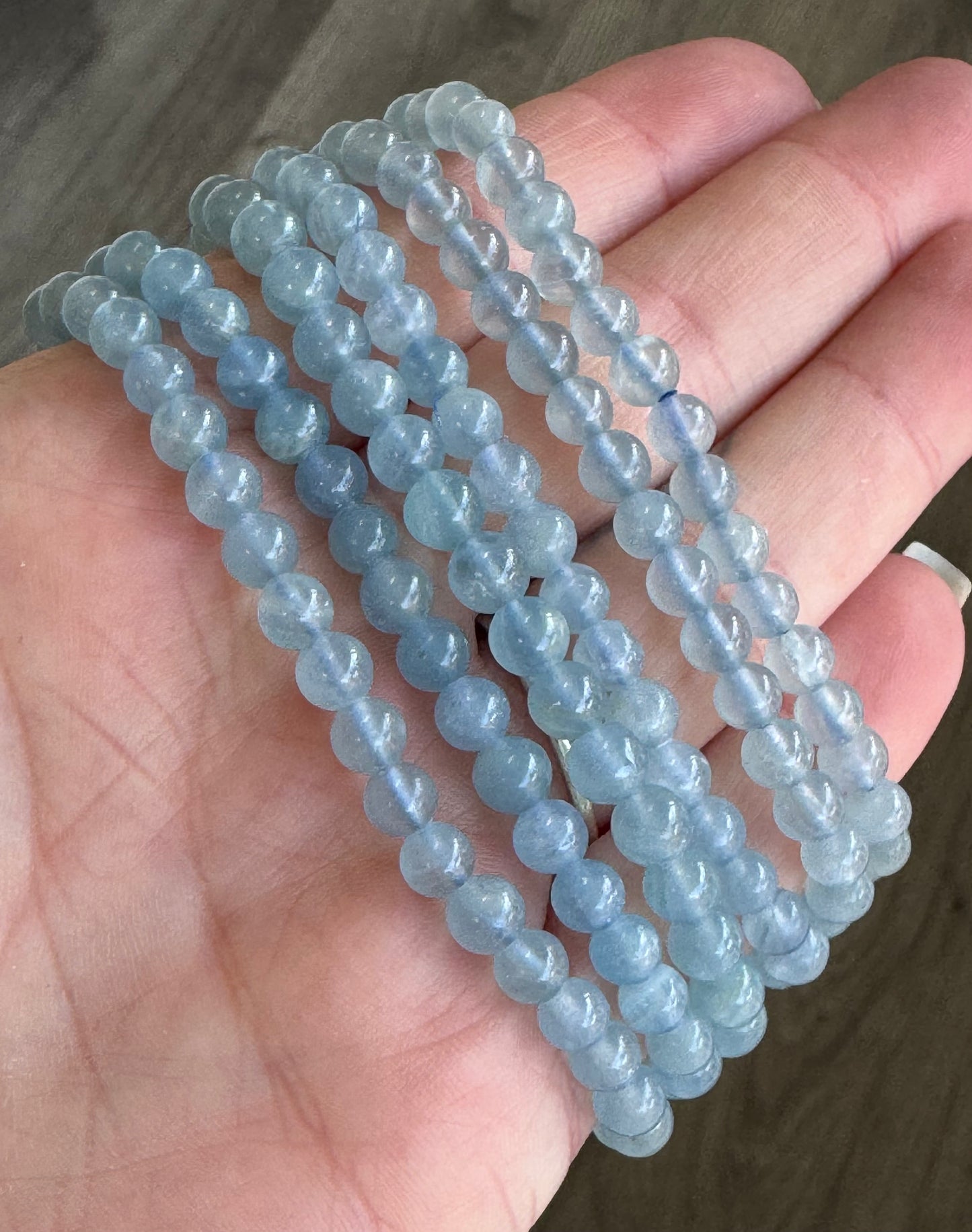 Blue Onyx 4mm Beaded Stretch Bracelet