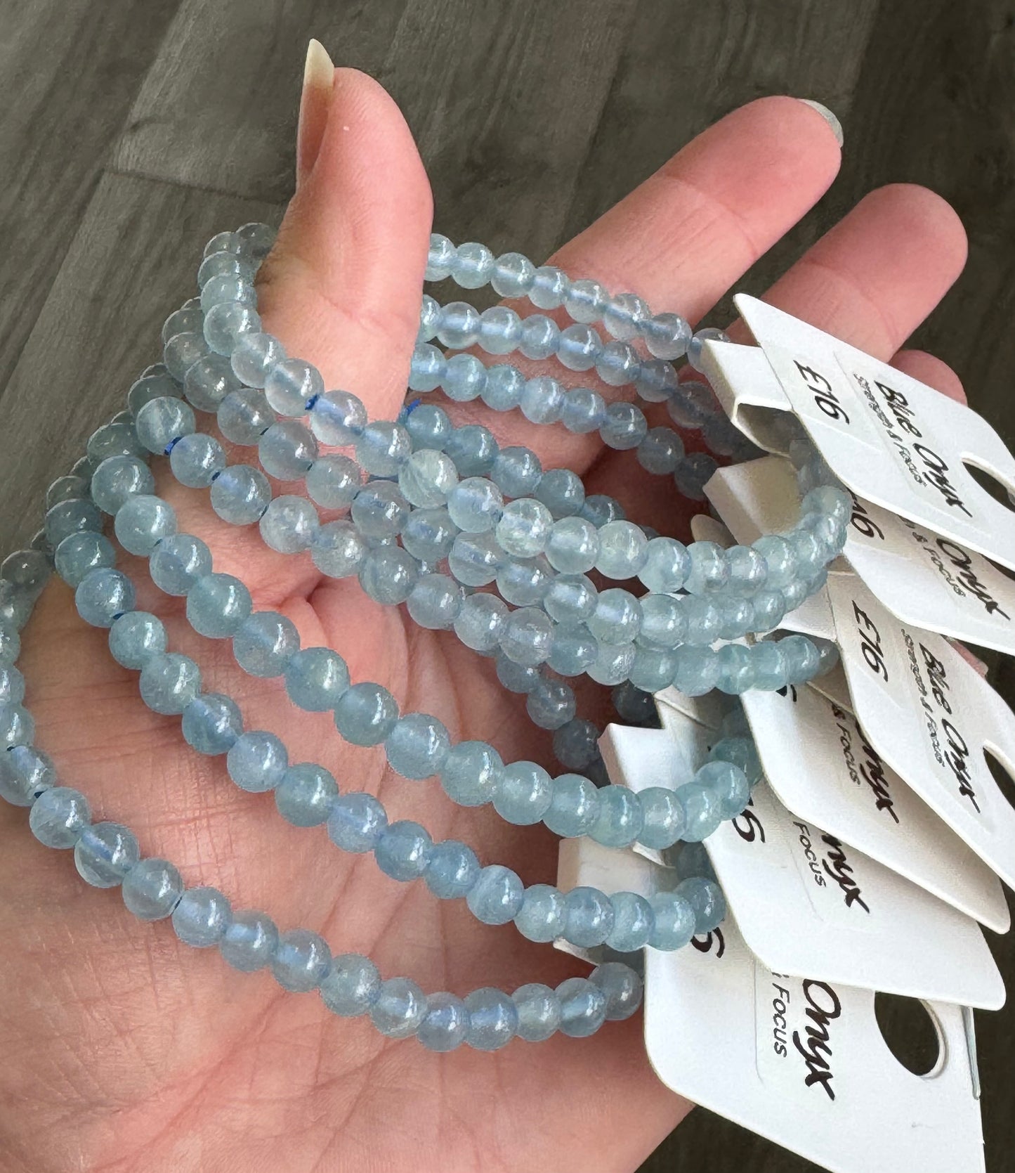 Blue Onyx 4mm Beaded Stretch Bracelet