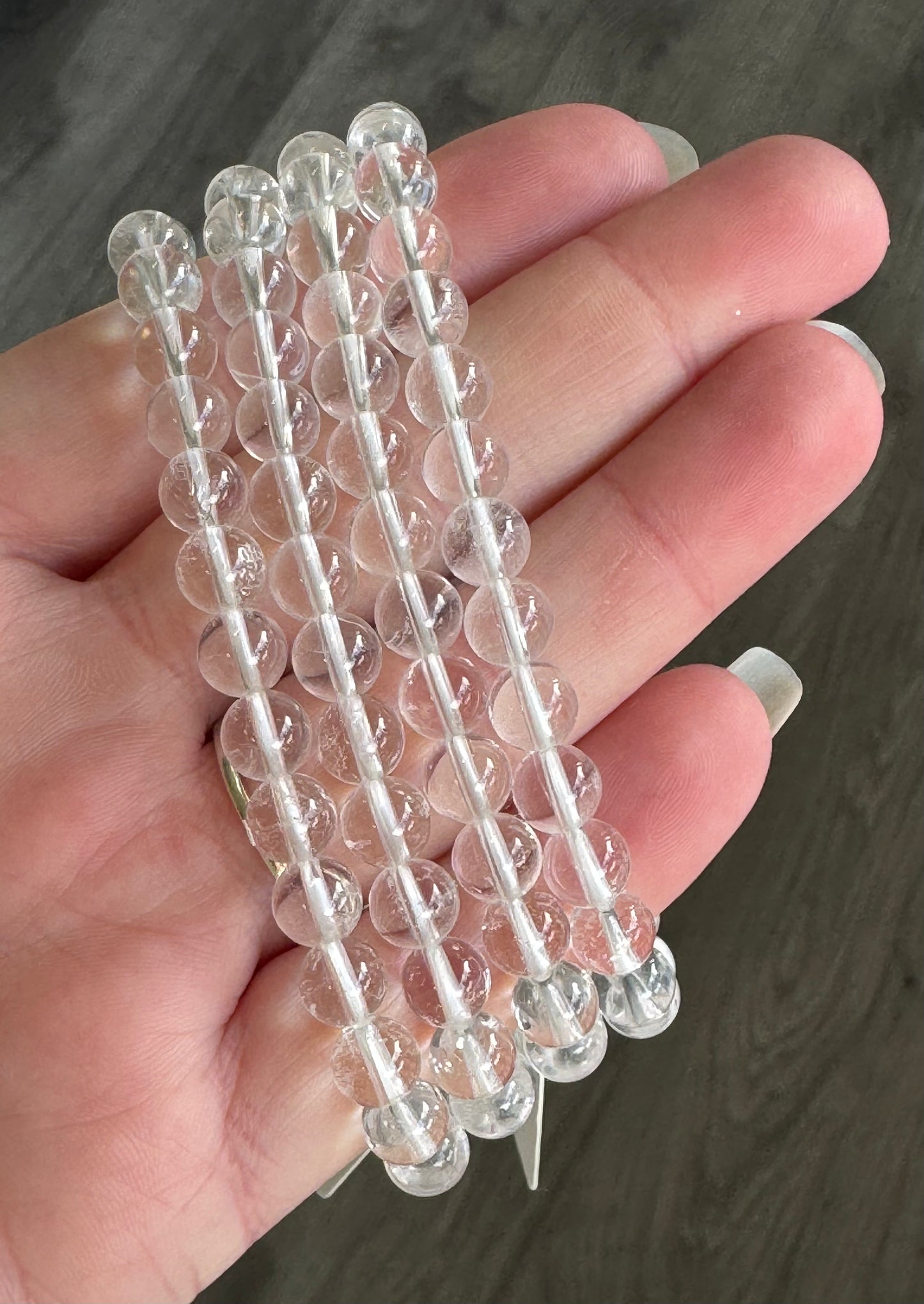 Clear Quartz 6mm Beaded Stretch Bracelet