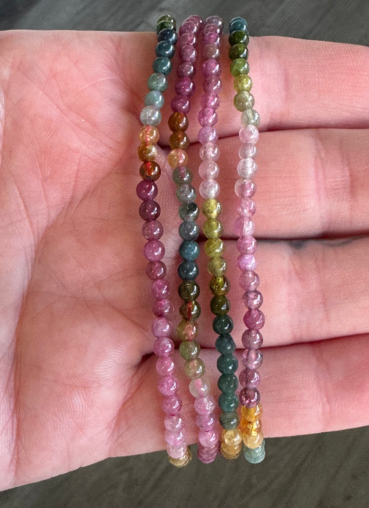 Watermelon Tourmaline Beaded Stretch Bracelet