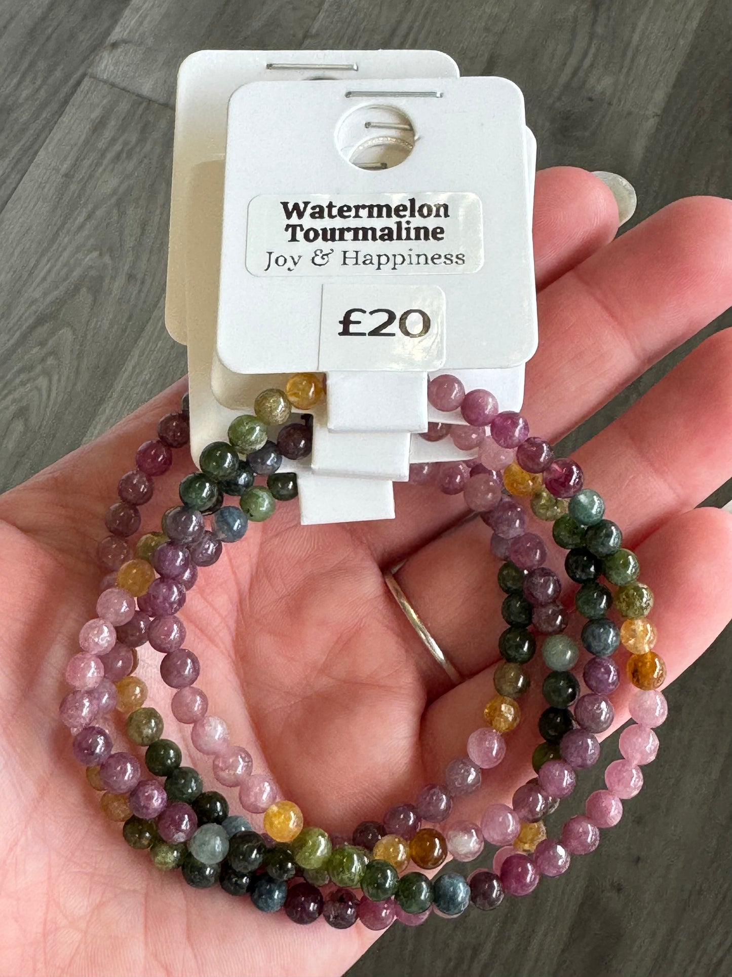Watermelon Tourmaline Beaded Stretch Bracelet