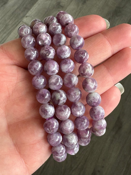 Purple Mica Tourmaline Beaded Stretch Bracelet