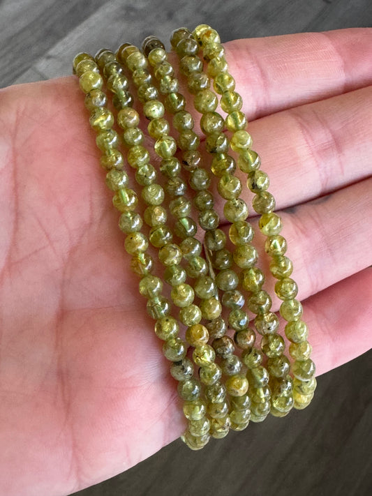 Peridot 4mm Beaded Stretch Bracelet