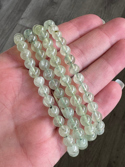 Prehnite 6mm Beaded Stretch Bracelet