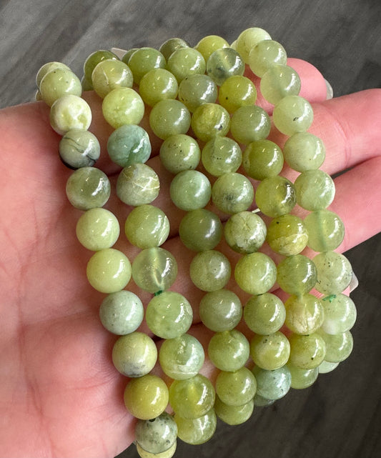 Green Opal Beaded Stretch Bracelet