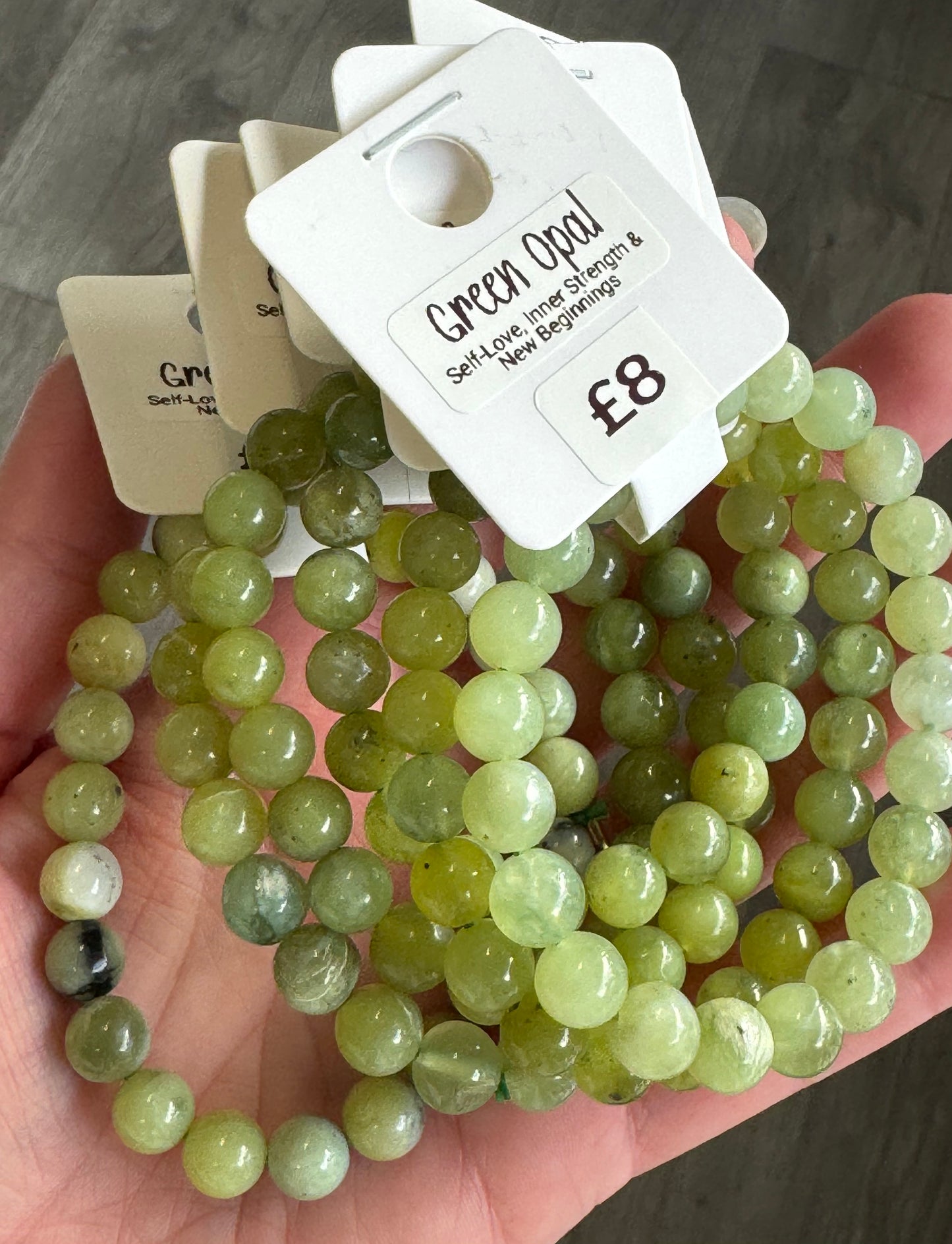 Green Opal Beaded Stretch Bracelet