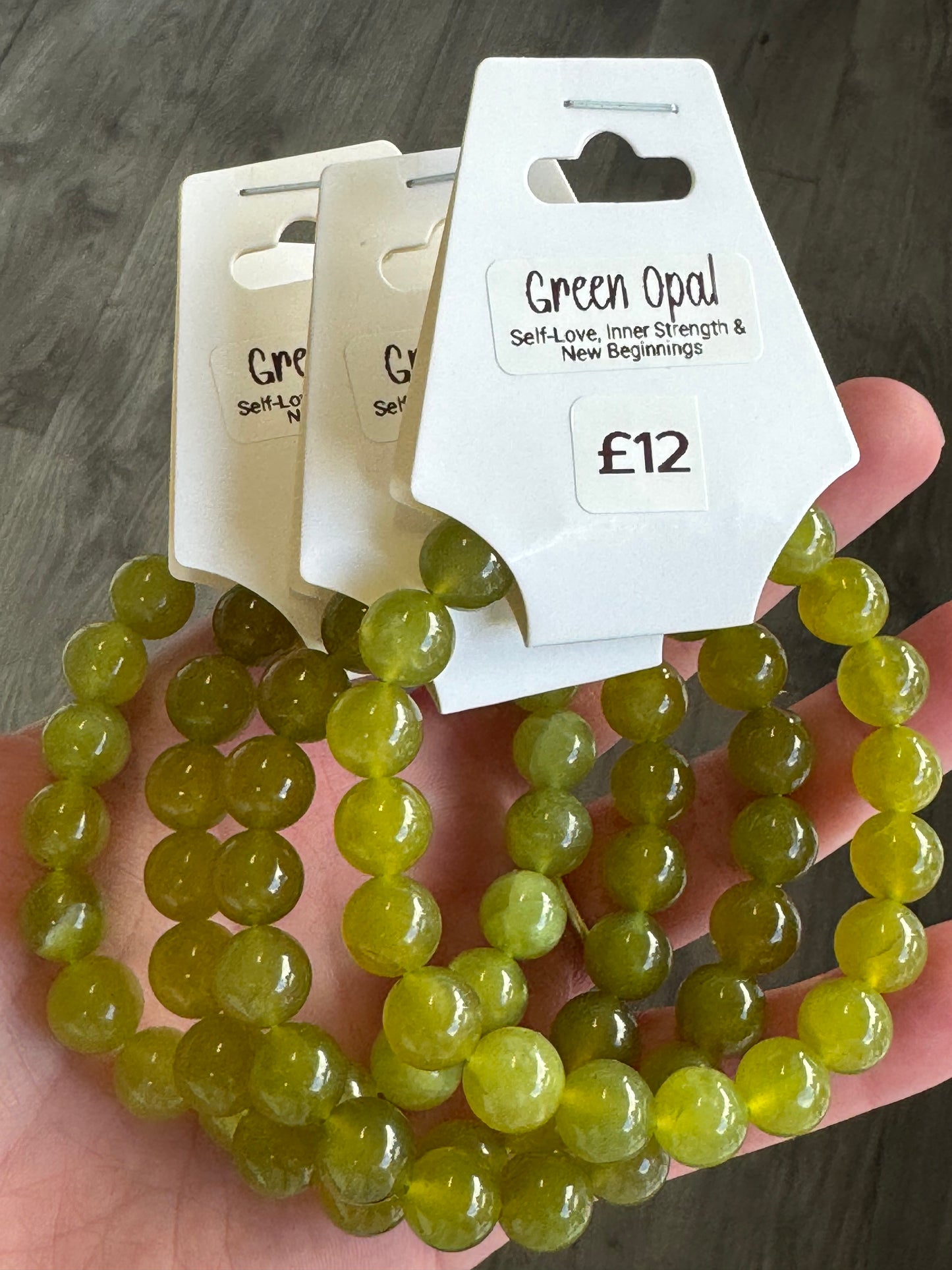 Green Opal Beaded Stretch Bracelet