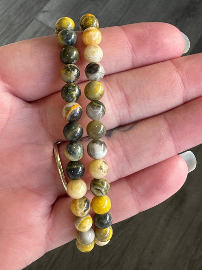 Bumblebee Jasper 6mm Beaded Stretch Bracelet