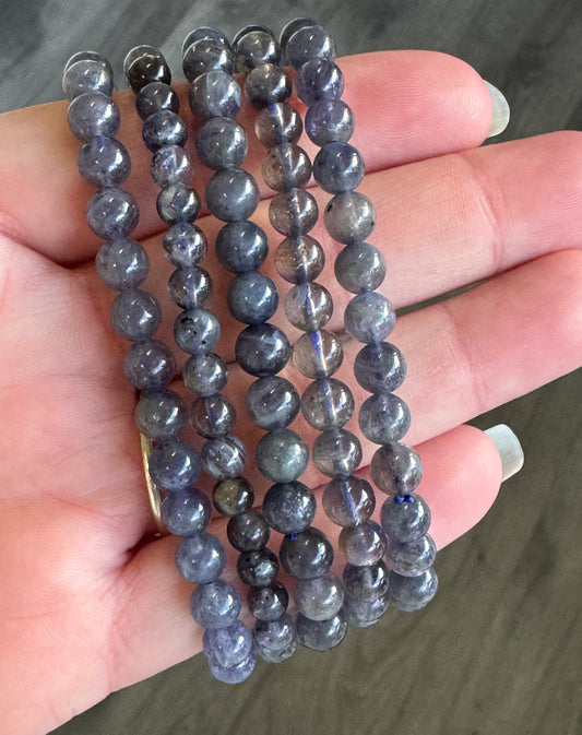 Iolite 6mm Beaded Stretch Bracelet