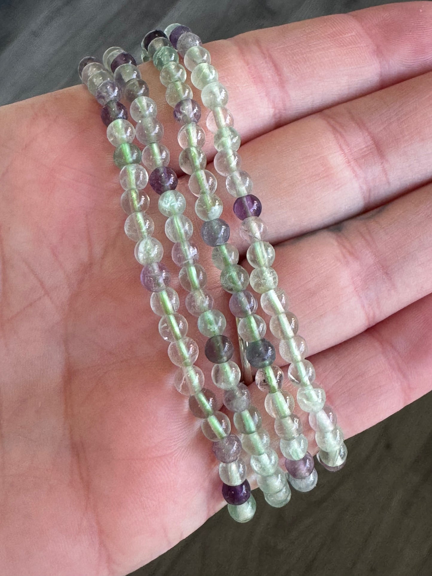 Fluorite 4mm Beaded Stretch Bracelet