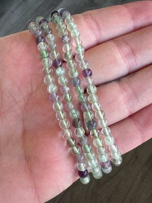 Fluorite 4mm Beaded Stretch Bracelet