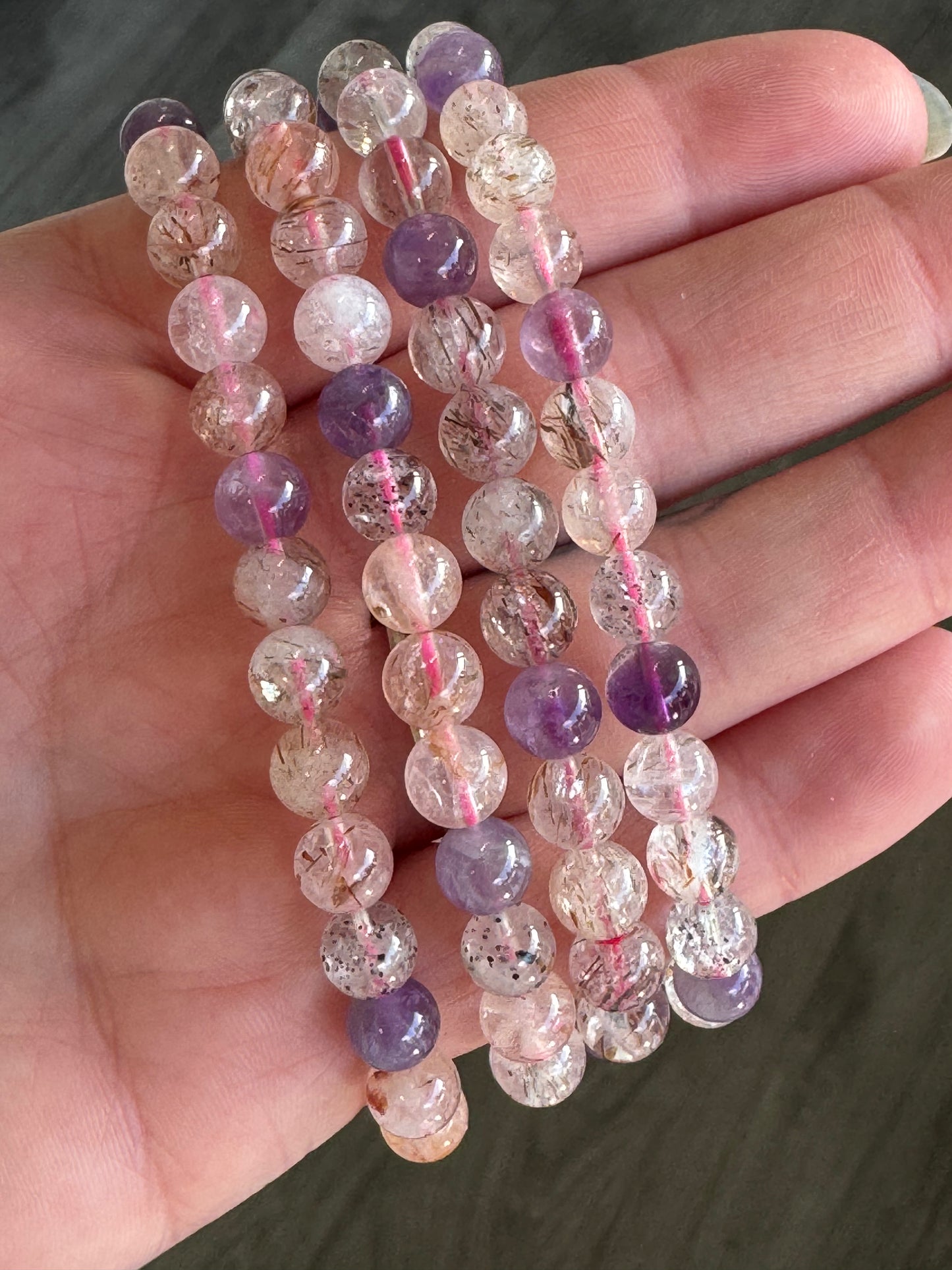 Super 7 6mm Beaded Stretch Bracelet