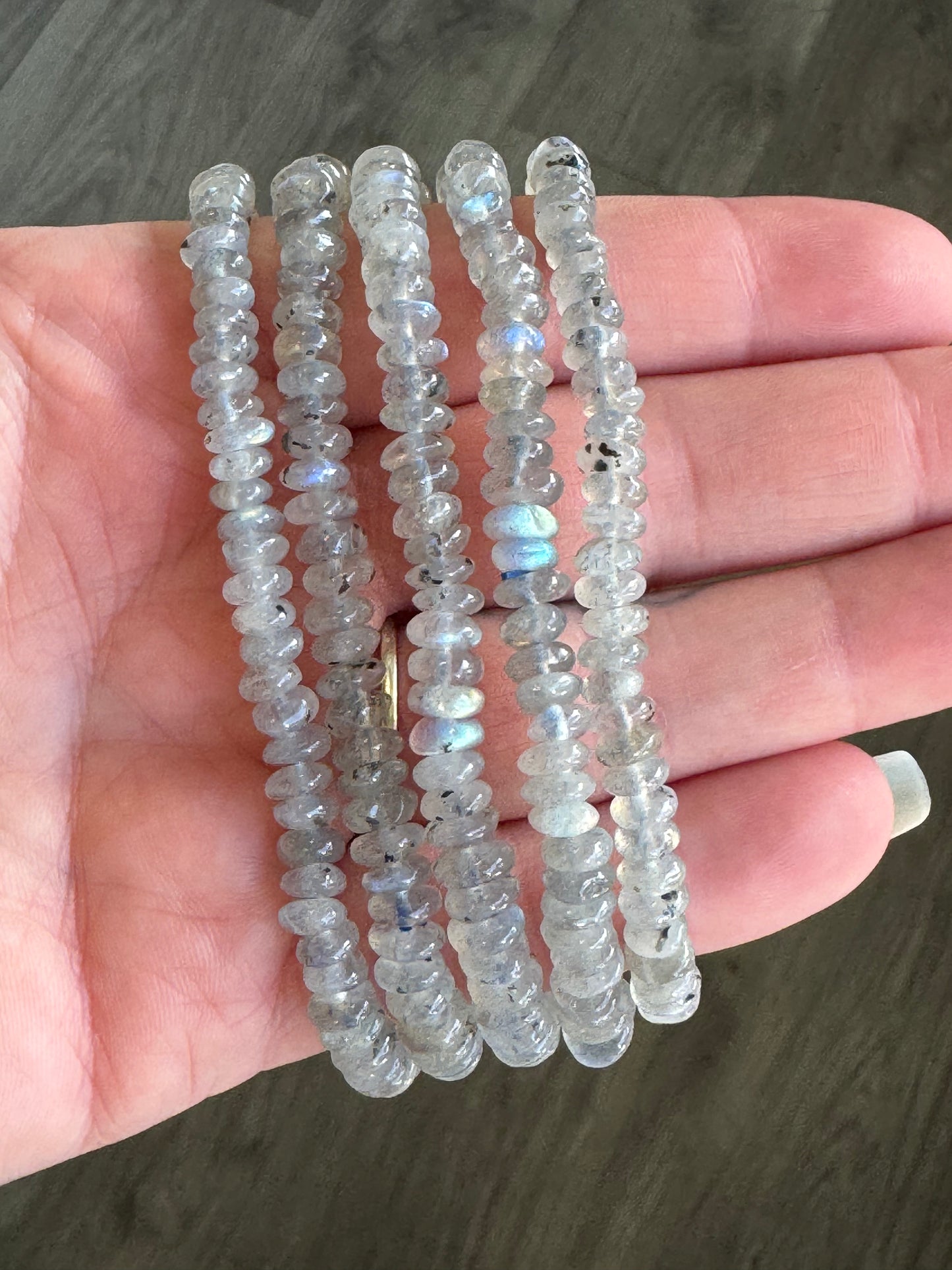 Blue Moonstone Polished Chip Stretch Bracelet