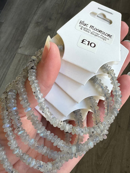 Blue Moonstone Polished Chip Stretch Bracelet