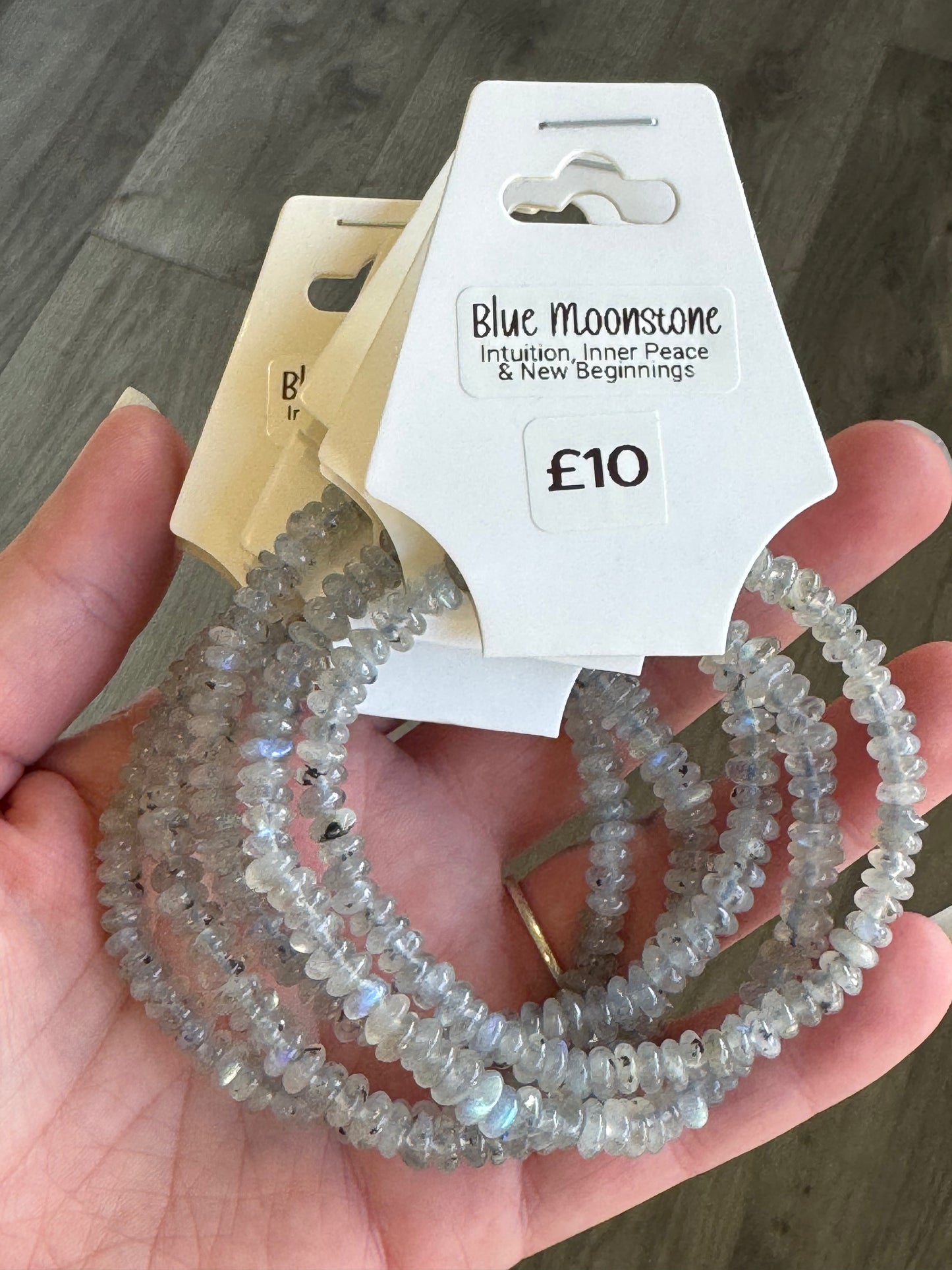Blue Moonstone Polished Chip Stretch Bracelet