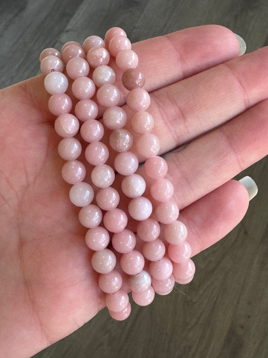 Pink Opal 6mm Beaded Stretch Bracelet