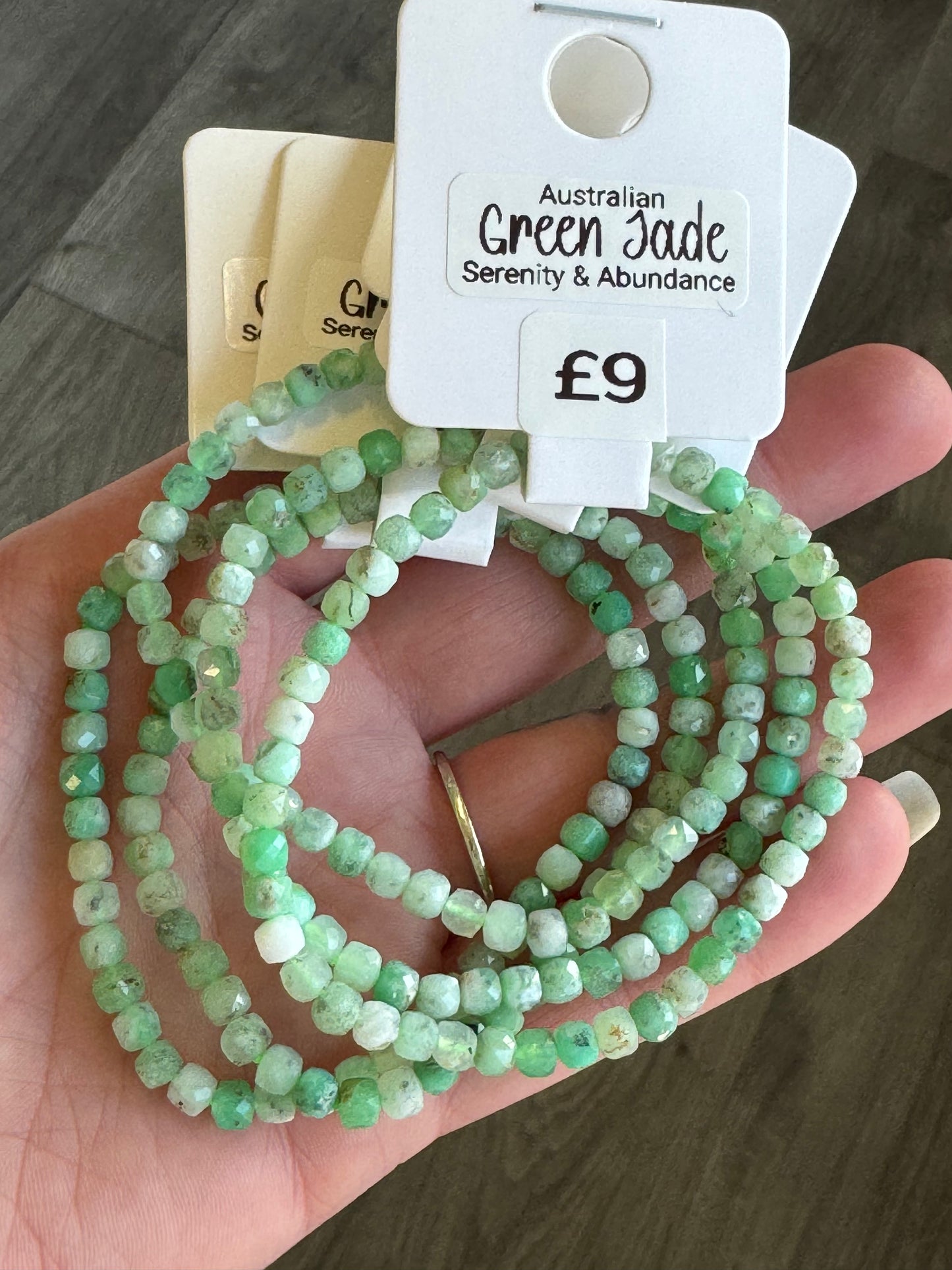 Faceted Green Jade 4mm Beaded Stretch Bracelet