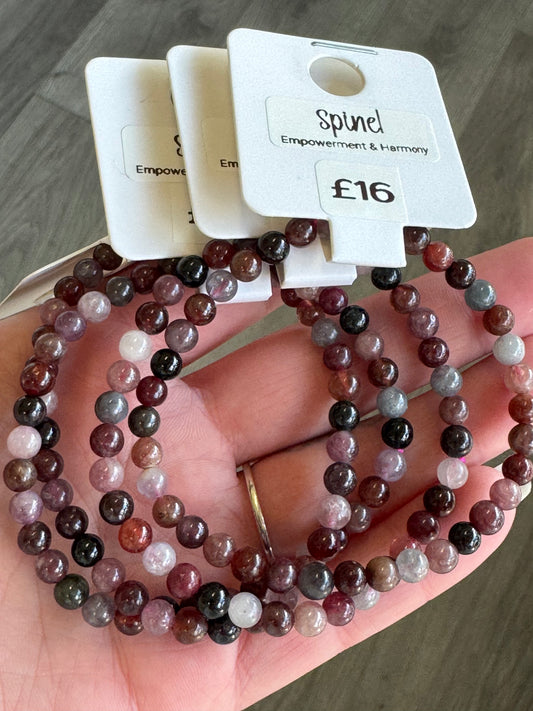 Spinel 4mm Beaded Stretch Bracelet