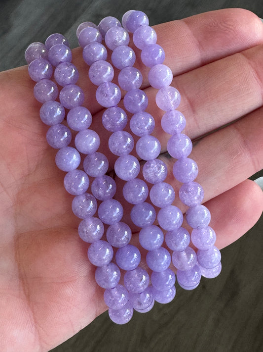 Lavender Quartz 6mm Beaded Stretch Bracelet
