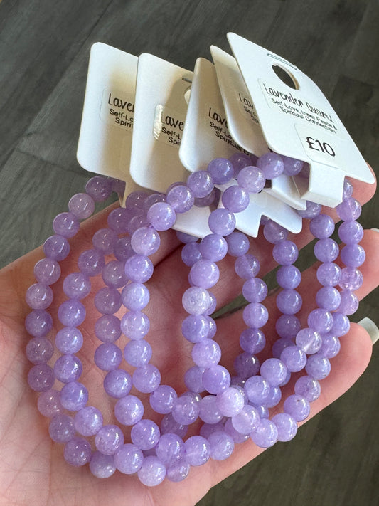 Lavender Quartz 6mm Beaded Stretch Bracelet